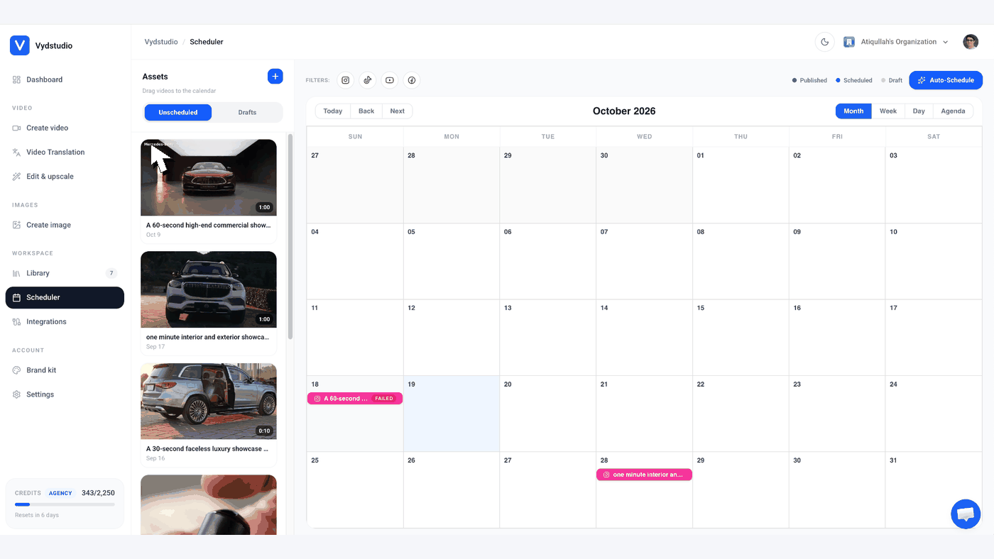 vydstudio scheduler workflows
